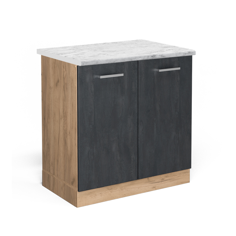 foto del prodotto mobile lavello cucina r line, calcestruzzo nero, 80 cm pl marmo vicco