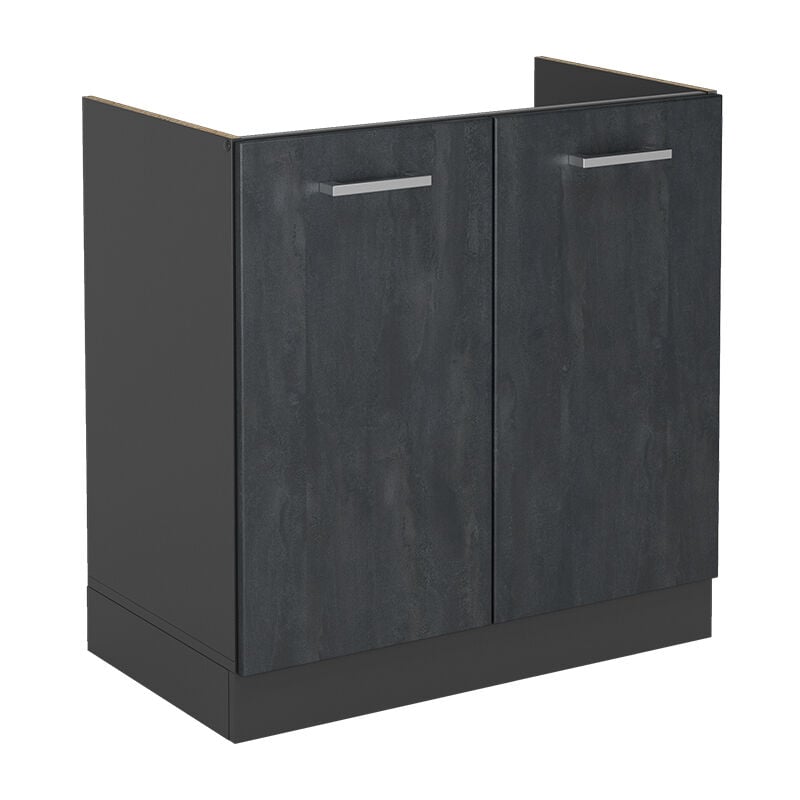 foto del prodotto mobile lavello cucina r line, calcestruzzo nero, 80 cm senza piano di lavoro vicco