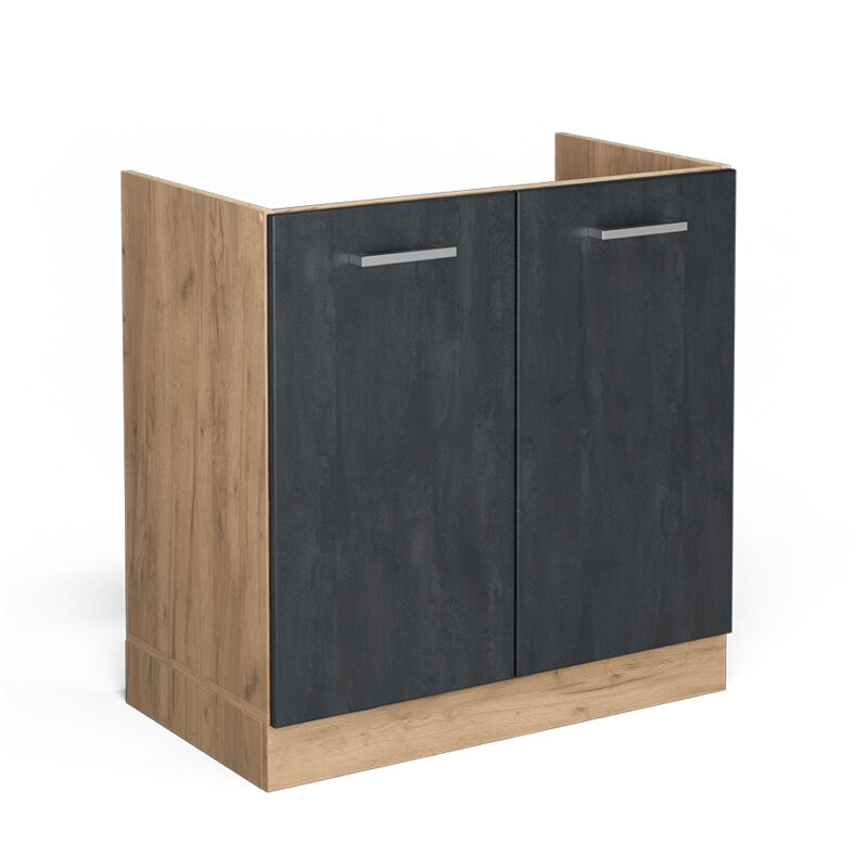 foto del prodotto mobile lavello cucina r line, calcestruzzo nero, 80 cm senza piano di lavoro vicco