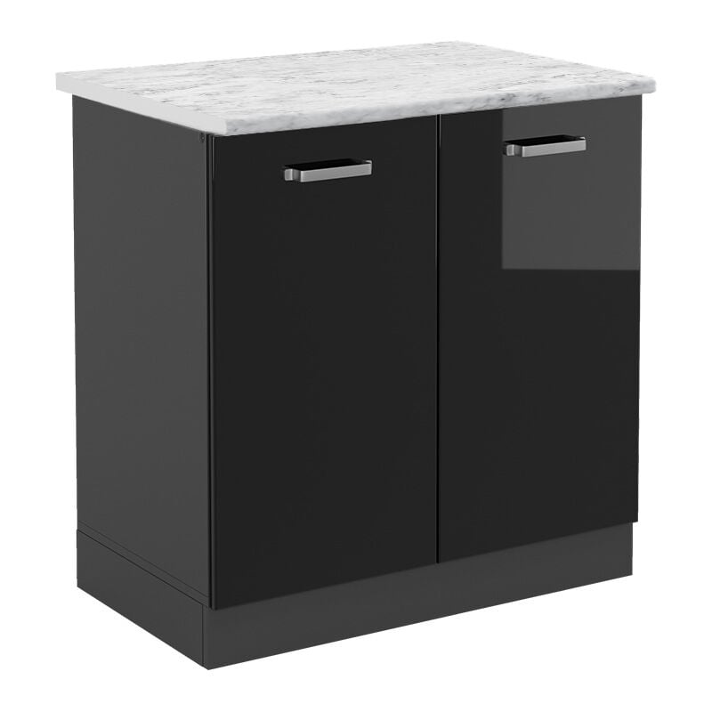 foto del prodotto mobile lavello cucina r line, nero lucido, 80 cm pl marmo vicco