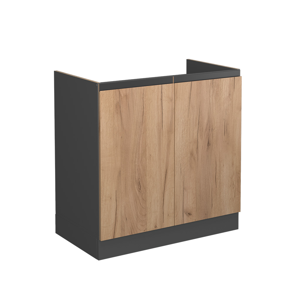 foto del prodotto mobile lavello cucina r line, quercia dorata, 80 cm forma a j, senza piano di lavoro vicco