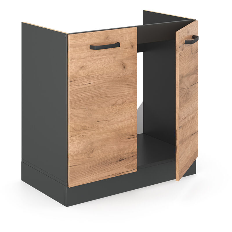 foto del prodotto mobile lavello cucina r line, quercia dorata, 80 cm senza piano di lavoro vicco