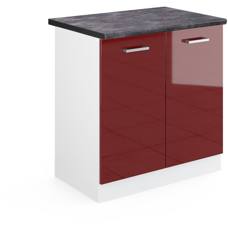 foto del prodotto mobile lavello cucina r line, rosso bordeaux lucido, 80 cm , pl antracite vicco