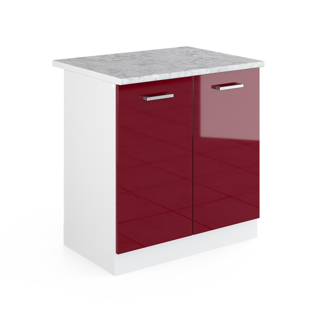 foto del prodotto mobile lavello cucina r line, rosso bordeaux lucido, 80 cm , pl marmo vicco