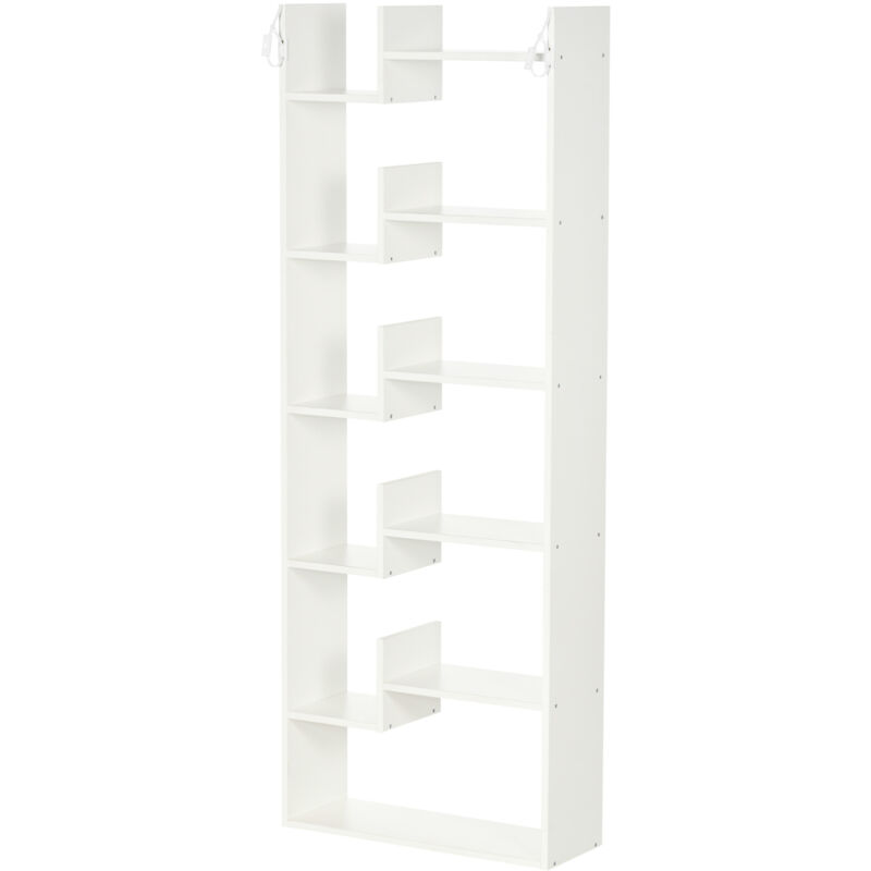 foto del prodotto mobile libreria 11 scaffali aperti 6 livelli in mdf e truciolato bianco homcom