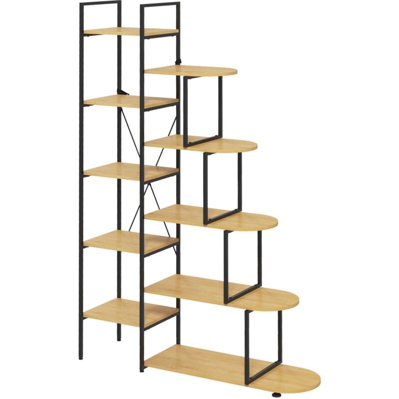 foto del prodotto mobile libreria a 10 ripiani nero e color legno per soggiorno e ingresso homcom
