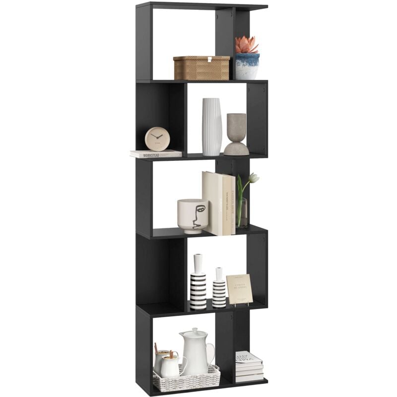 foto del prodotto mobile libreria design moderno 60x24x184,5 cm a 5 ripiani in legno nero