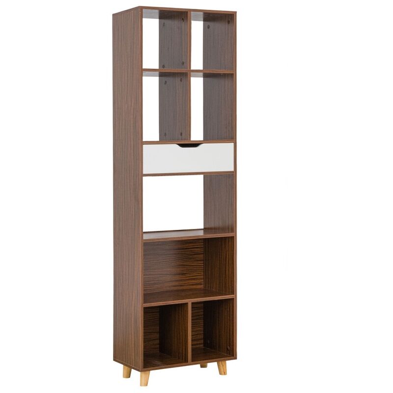 foto del prodotto mobile libreria in legno con cassetto rovere e bianco