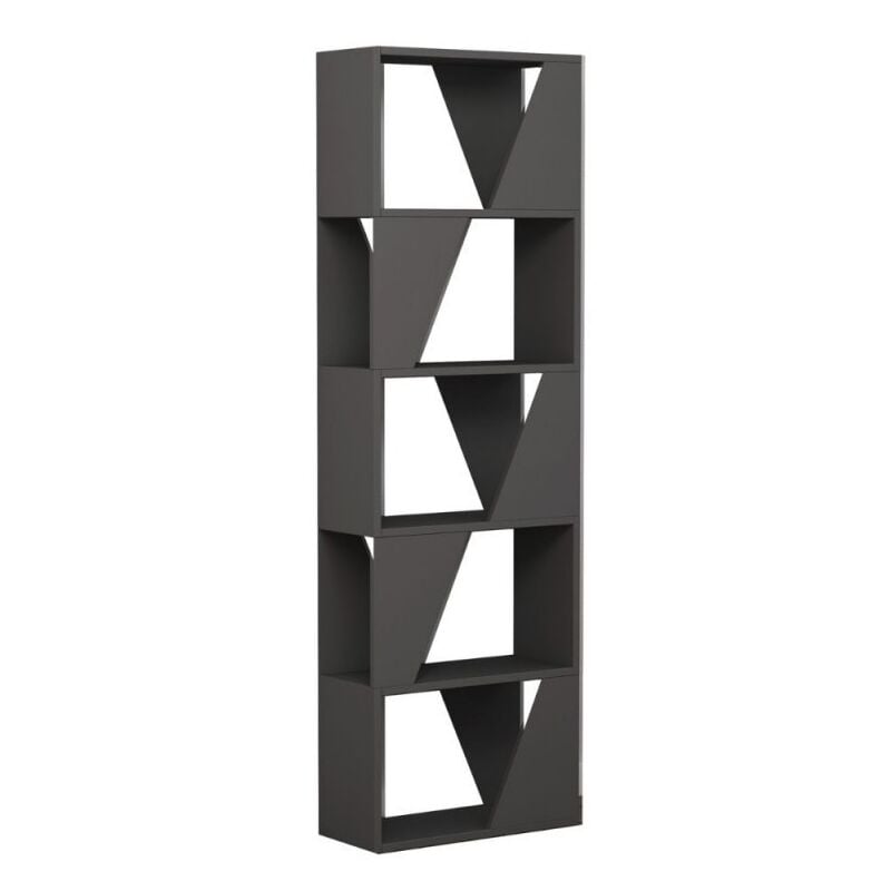 foto del prodotto mobile libreria moderna 5 ripiani in legno grigio antracite da ufficio cameretta