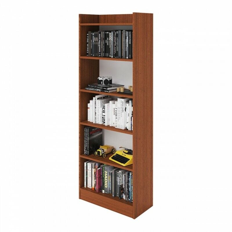 foto del prodotto mobile libreria noce antico in legno nobilitato 6 ripiani h180x64x29 cm alessia 