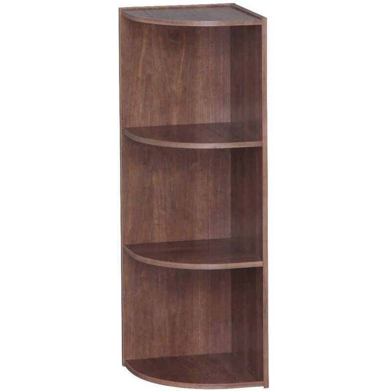 foto del prodotto mobile, libreria, scaffale angolare da parete in legno, 3 livelli, marrone, polivalente, modulare, aperto, per soggiorno, ufficio, camera, libri, cd,