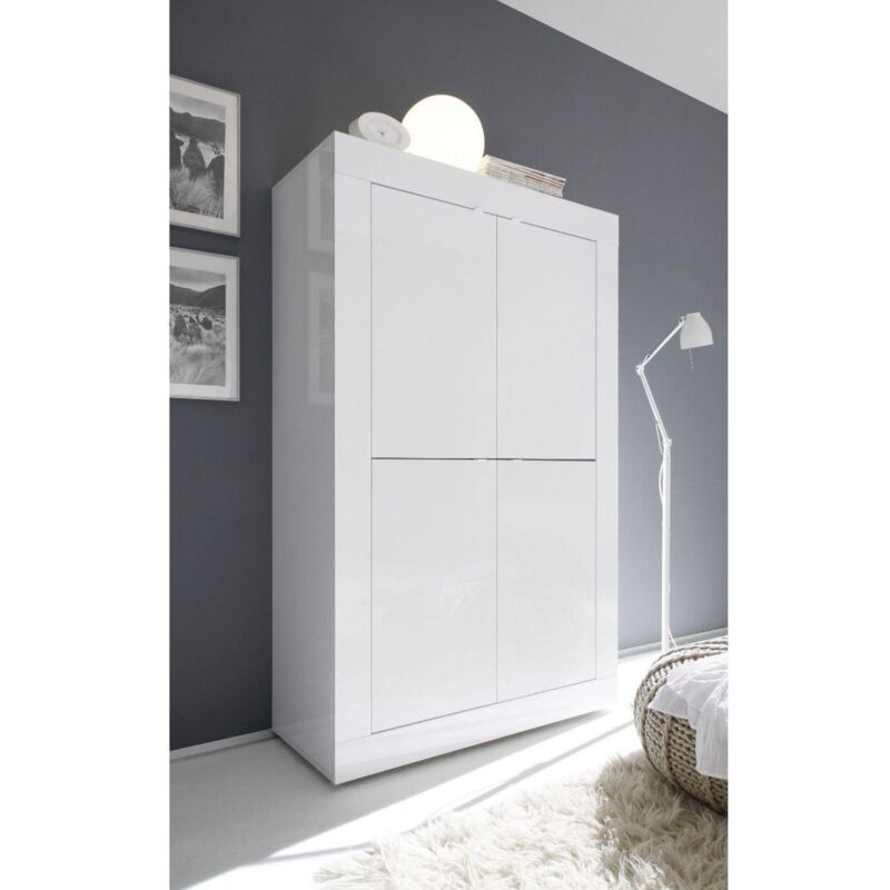 foto del prodotto mobile linea basic con 4 ante in finitura bianco laccato lucido
