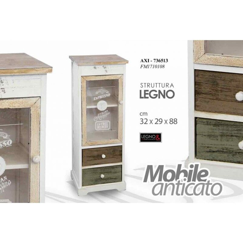 foto del prodotto mobile madia anticato con cassetti vetrina cm 32 x 29 x 88 h