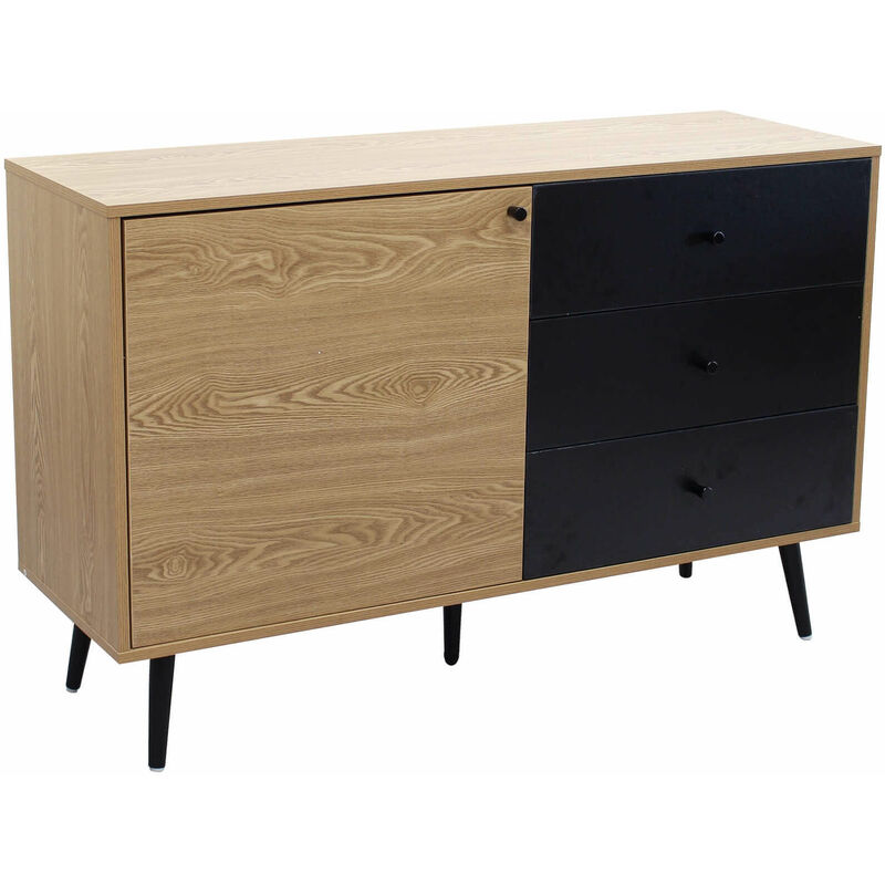 foto del prodotto mobile madia credenza da interno camera da letto in legno nobilitato bilaminato con 1 anta e 3 cassetti linea classic
