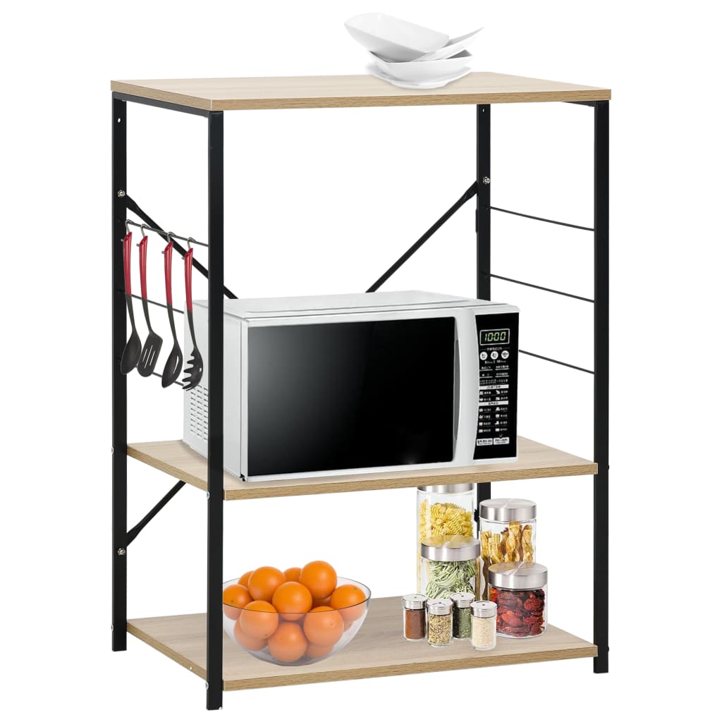foto del prodotto mobile microonde nero e rovere 60x39,6x79,5cm legno multistratocod mxl 127589