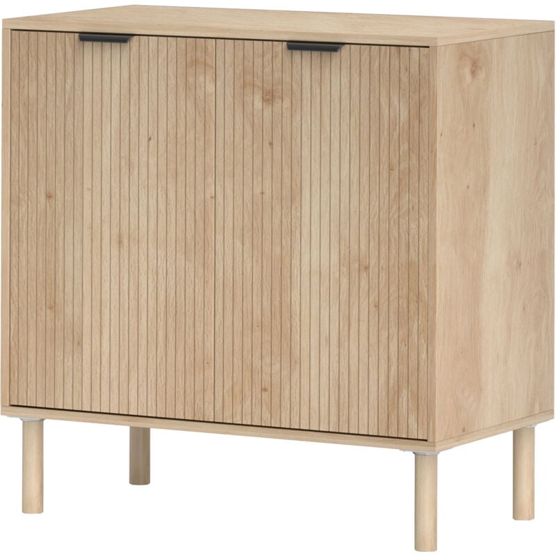 foto del prodotto mobile moderno a 2 livelli con ripiano regolabile in legno rovere homcom