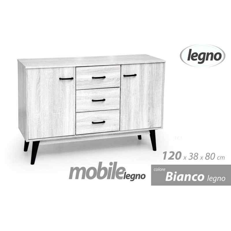 foto del prodotto mobile moderno madia credenza bianco nero cm 120 x 38 x 80 h