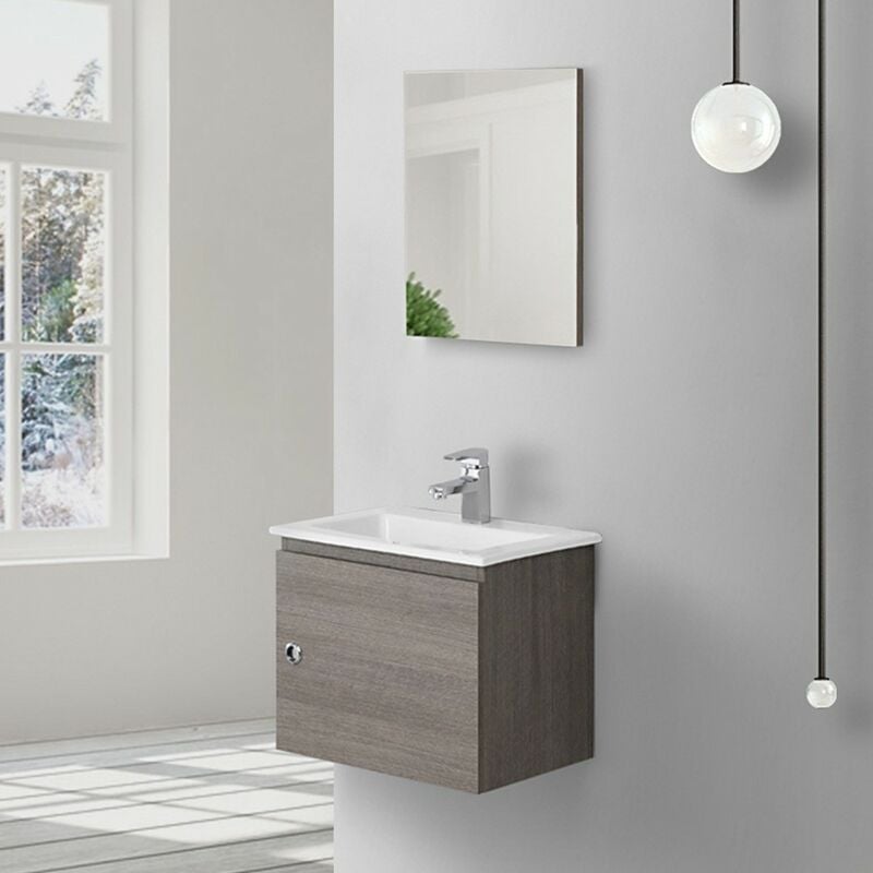 foto del prodotto mobile moderno salvaspazio rovere scuro 50x36,5 cm con 1 anta