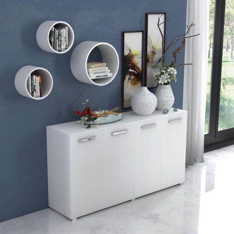 foto del prodotto mobile multiuso 180x45x80 ingresso e ufficio viareggio colore bianco frassinato