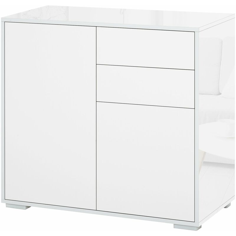 foto del prodotto mobile multiuso 2 cassetti 2 ante 79x36x74 cm in legno bianco