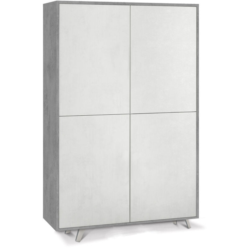 foto del prodotto mobile multiuso 4 ante 107x169x41 cm cemento ossido bianco