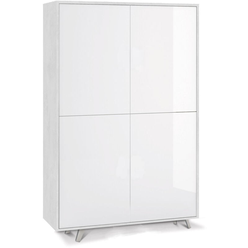 foto del prodotto mobile multiuso 4 ante 107x169x41 cm ossido bianco bianco lucido