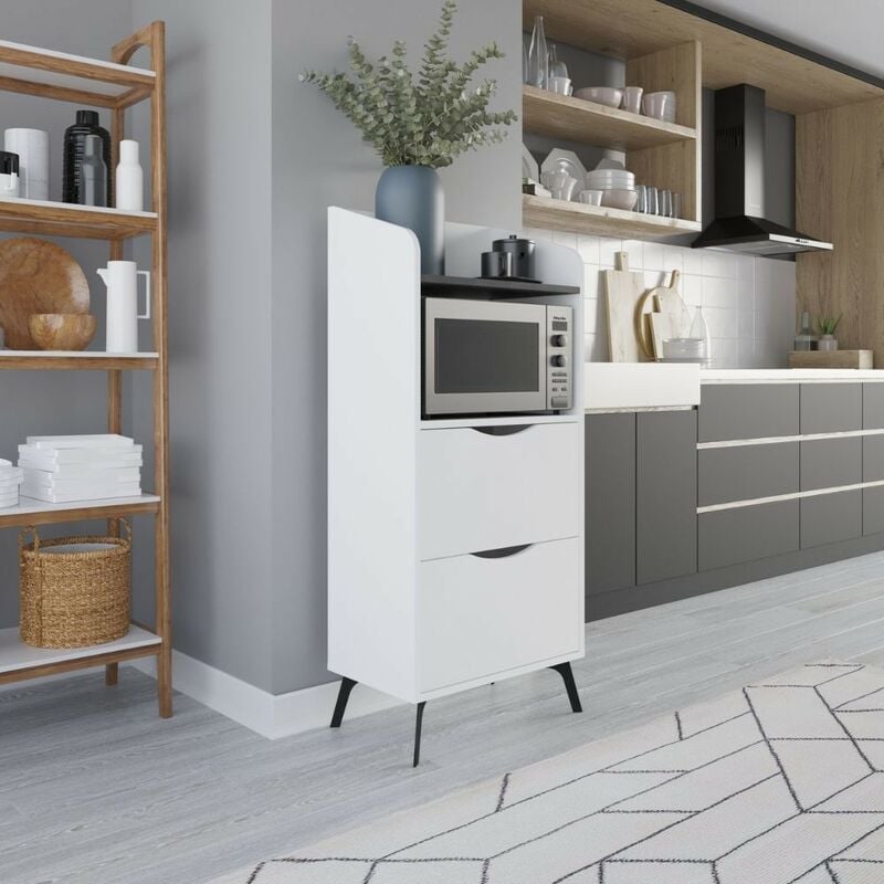 foto del prodotto mobile multiuso 60x136h cm con cassetti colore bianco e ripiano retro grey gorki