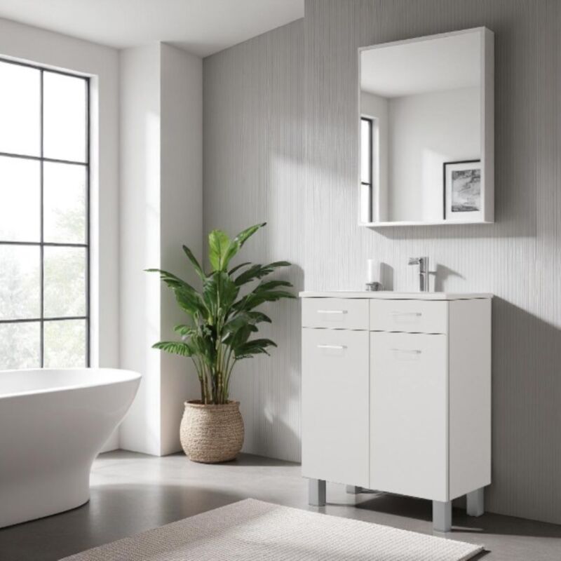 foto del prodotto mobile multiuso 69x34 con ante e cassetti gaia bianco lucido