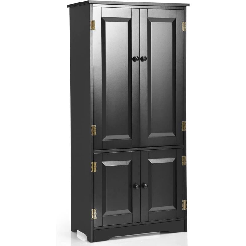 foto del prodotto mobile multiuso, armadio da soggiorno, credenza da cucina in legno, con 4 ripiani, 58,5 x 31,4 x 123cm, bianco e nero nero costway