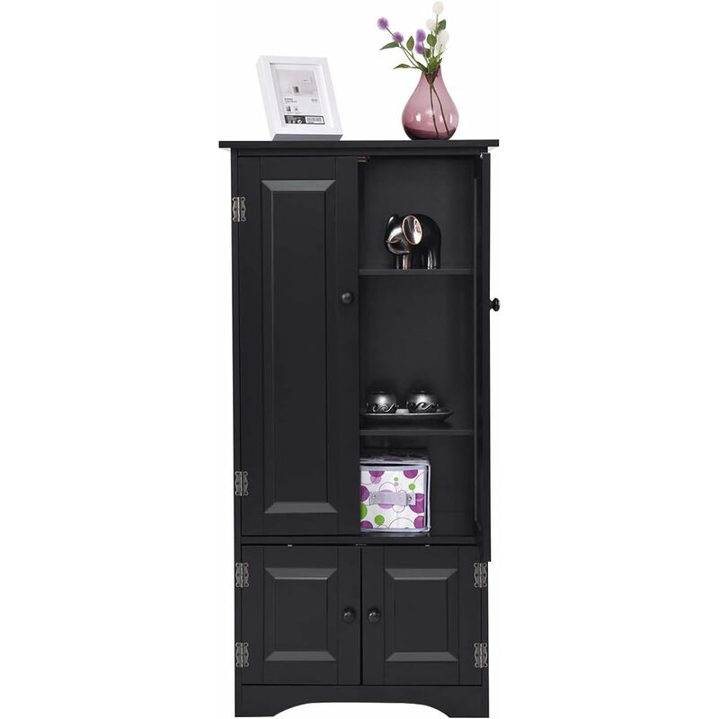 foto del prodotto mobile multiuso, armadio da soggiorno, credenza da cucina in legno, con 4 ripiani, 58,5 x 31,4 x 123cm nero costway