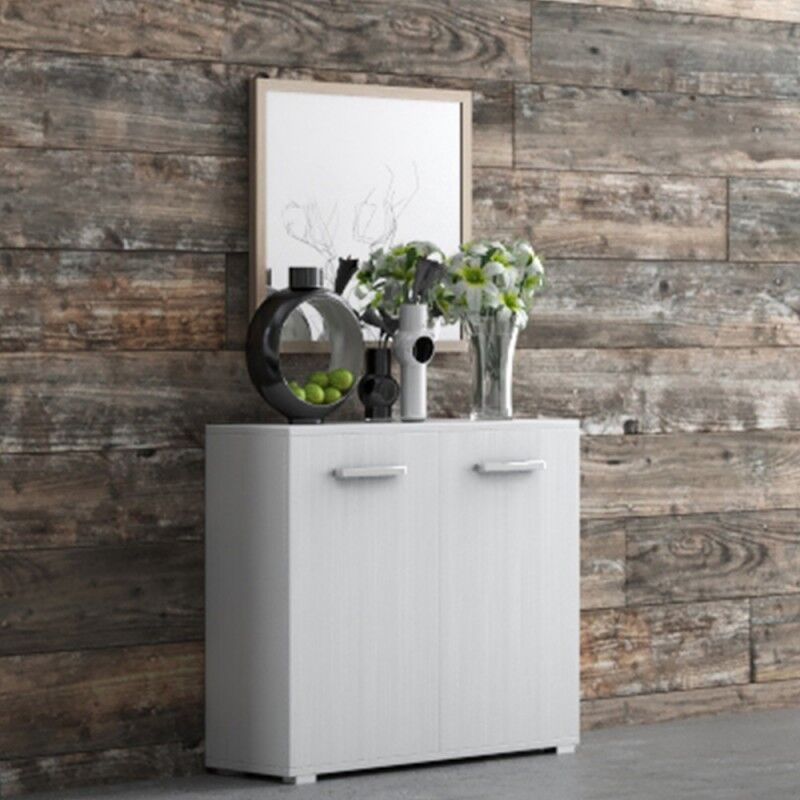 foto del prodotto mobile multiuso con 2 ante colore bianco frassinato 90x80h cm mini viareggio