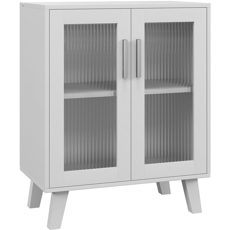 foto del prodotto mobile multiuso con 2 ante trasparenti e 2 ripiani 61x35x75cm bianco - homcom
