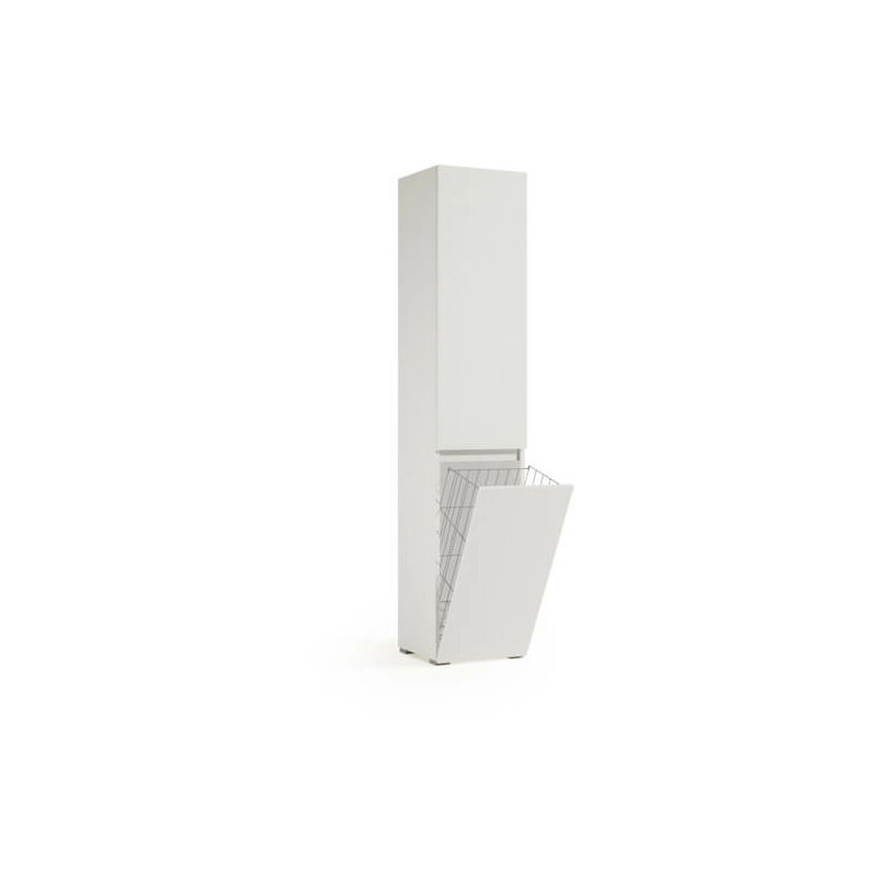 foto del prodotto mobile multiuso con cestello porta biancheria bianco