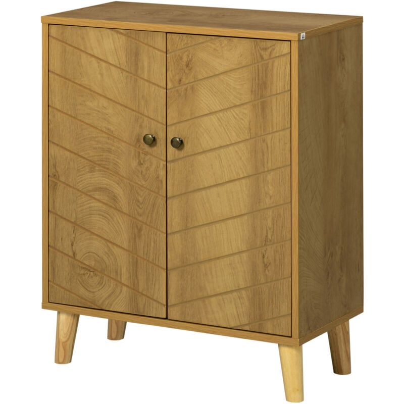 foto del prodotto mobile multiuso in truciolato con due ripiani interni, color legno homcom