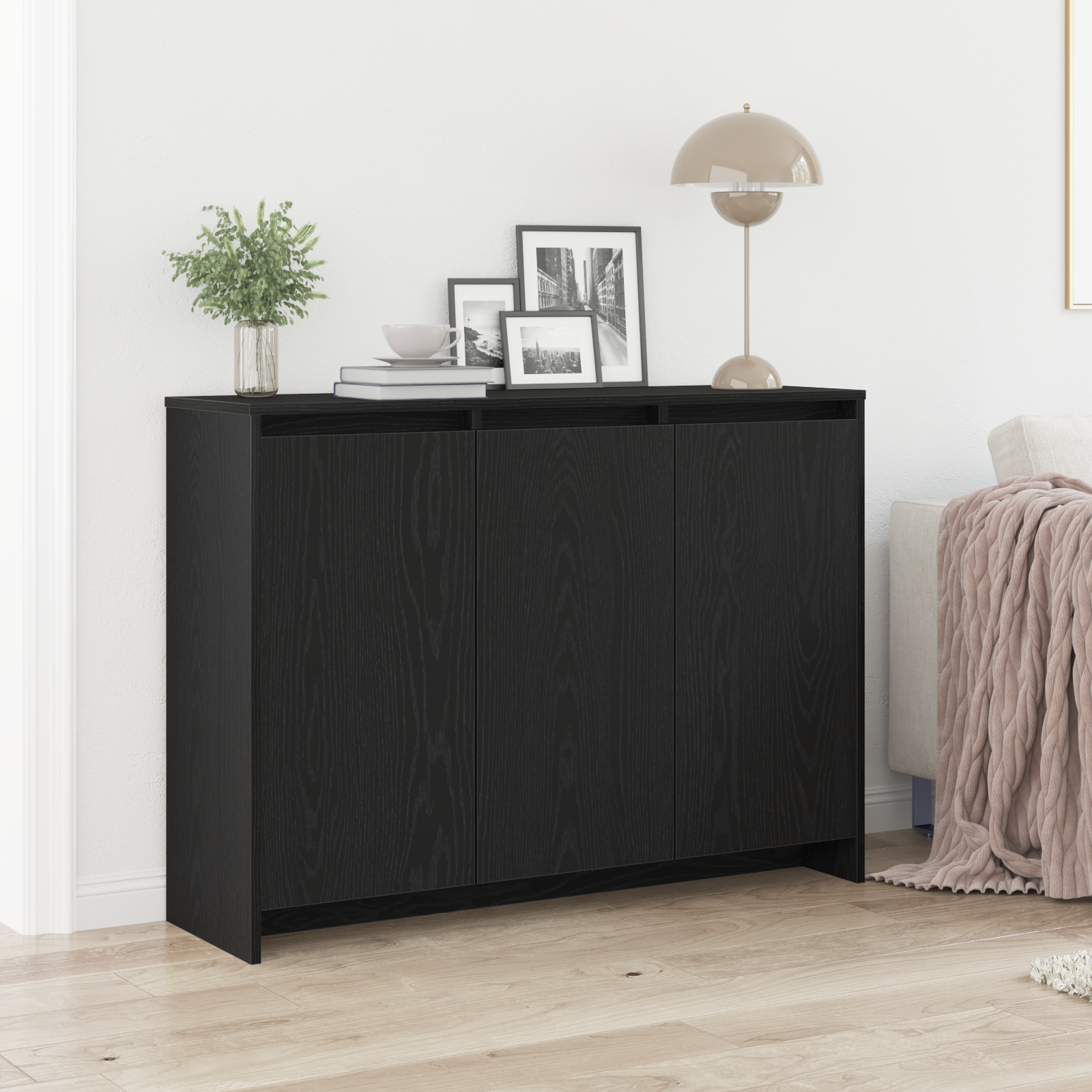 foto del prodotto mobile nero rovere 102x33x75 cm in legno ingenerizzato