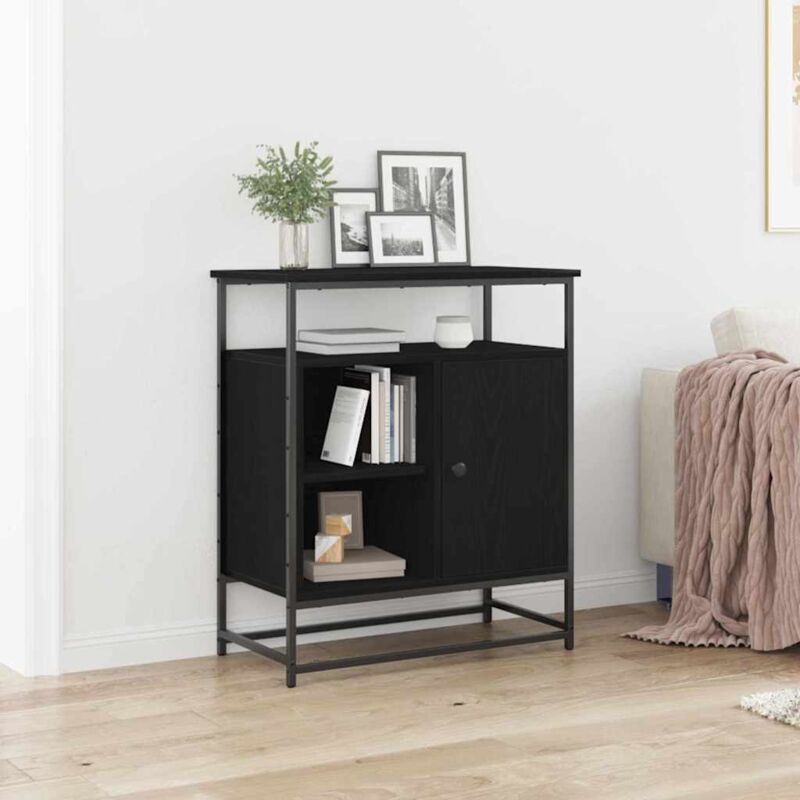 foto del prodotto mobile nero rovere 69x35x80 cm legno ingegnerizzato e acciaio vidaxl