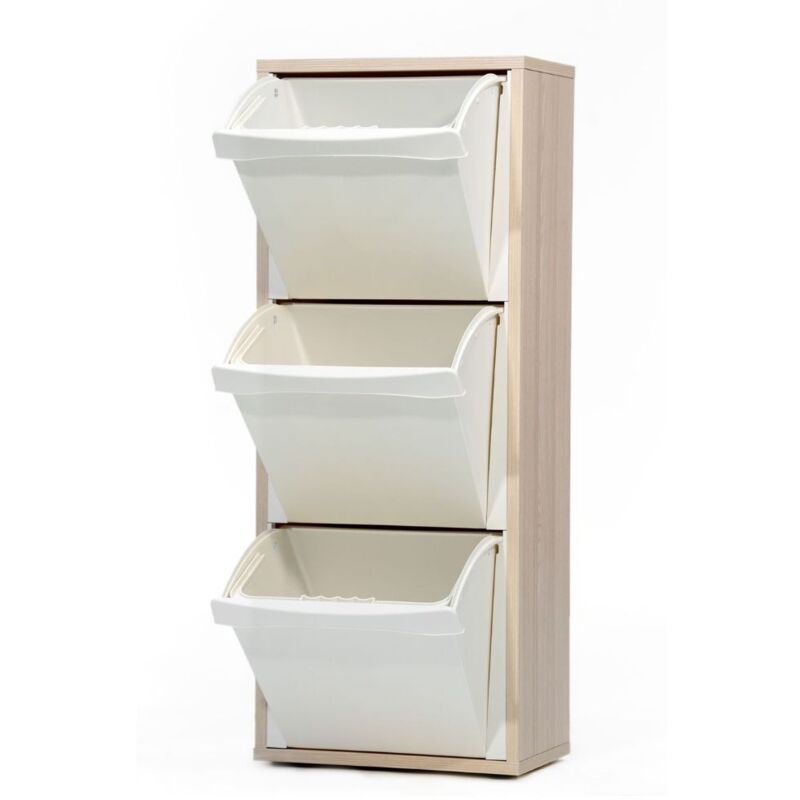foto del prodotto mobile pattumiera 3 vani colore olmo 40x25x102h cm pottos
