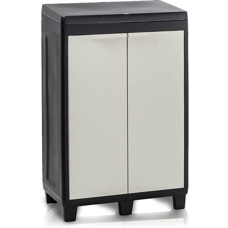 foto del prodotto mobile pattumiera raccolta differenziata 3 spazi 2 ante 1 ripiano colore grigio