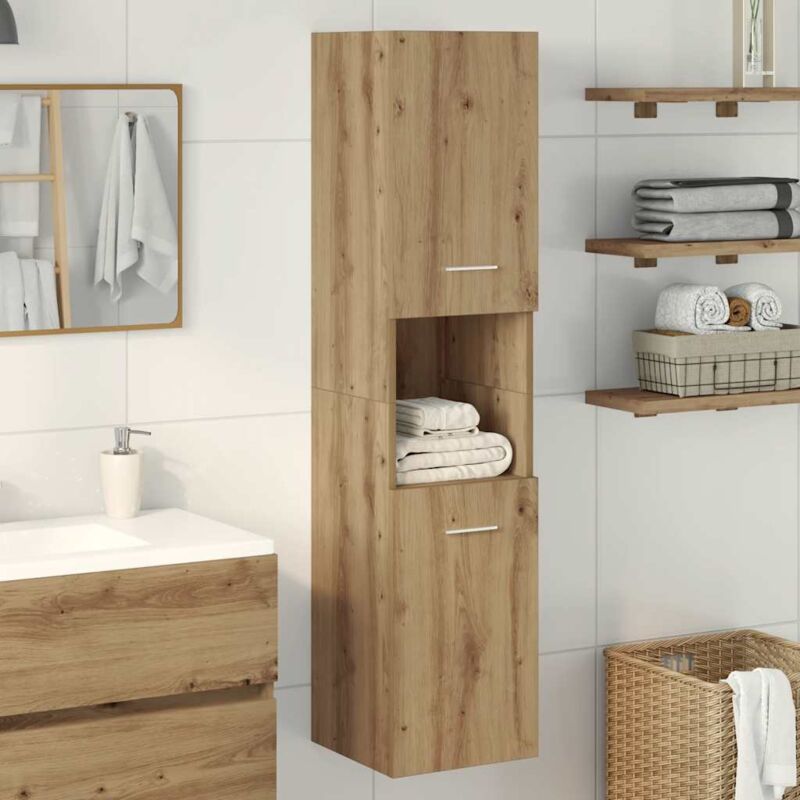 foto del prodotto mobile pensile bagno rovere artigianale 30x30x130cm truciolato vidaxl