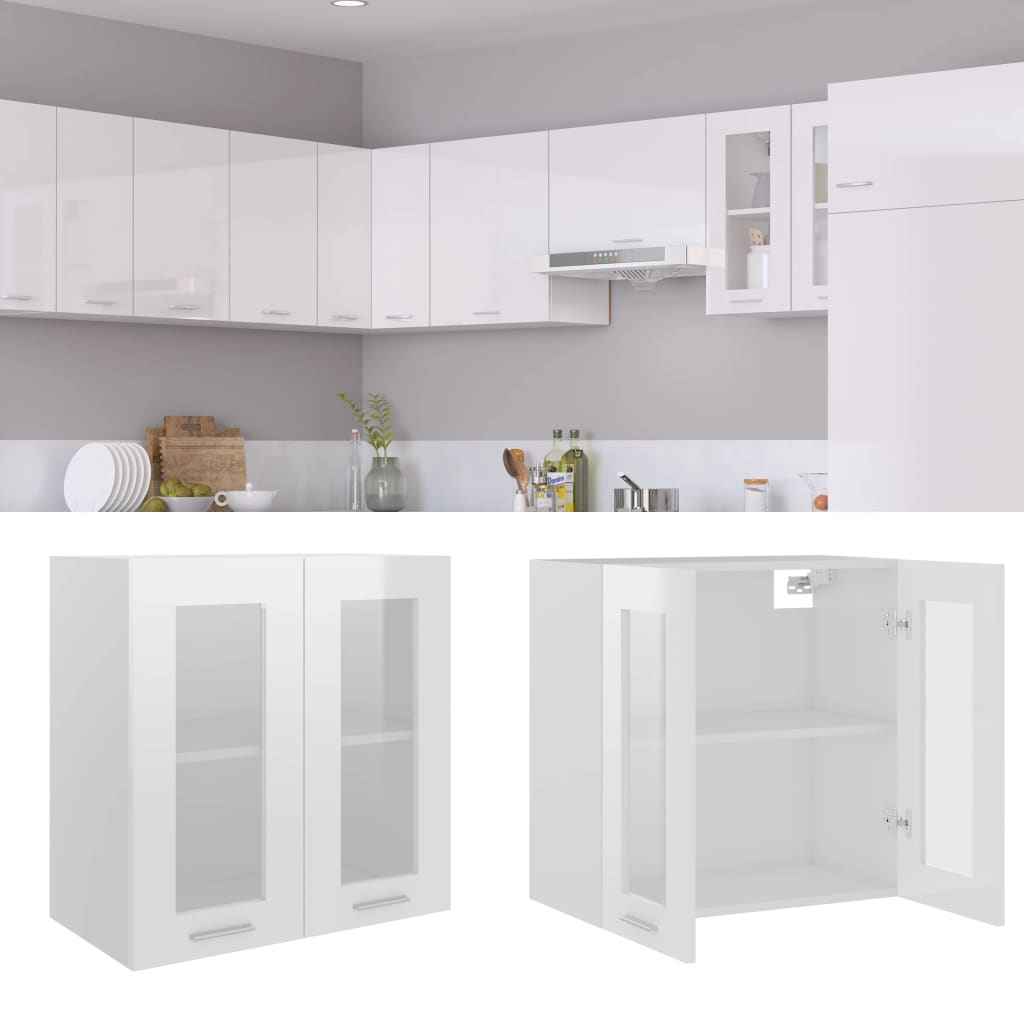 foto del prodotto mobile pensile con vetro bianco lucido 60x31x60 cm multistratocod mxl 72987