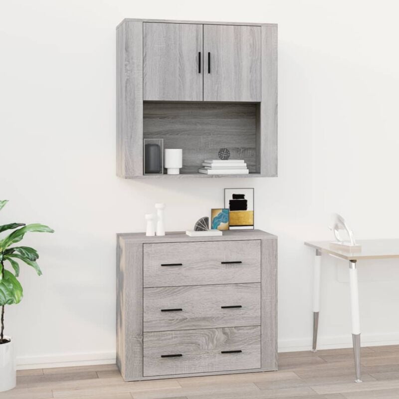 foto del prodotto mobile pensile grigio sonoma 80x33x80 cm in legno multistrato vidaxl