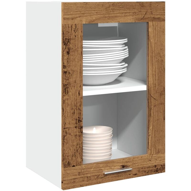 foto del prodotto mobile pensile lyon vetro legno antico 40x31x60 cm vidaxl