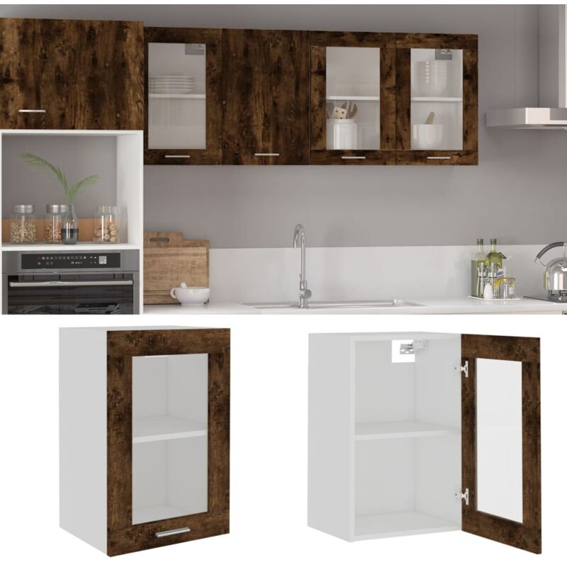 foto del prodotto mobile pensile lyon vetro rovere fumo 40x31x60 cm vidaxl