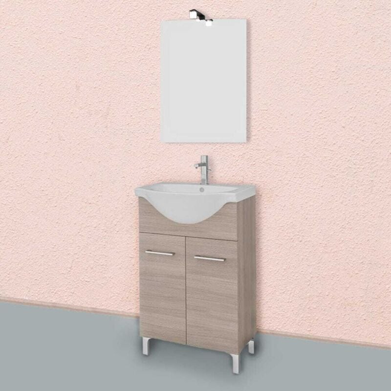 foto del prodotto mobile per bagno con piedini 55cm con due ante rovere fumo rimini