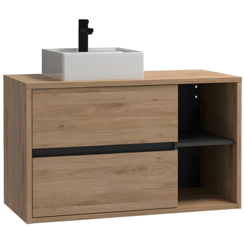 foto del prodotto mobile per bagno sospeso lavabo quadrato 100 cm colore naturale purnal
