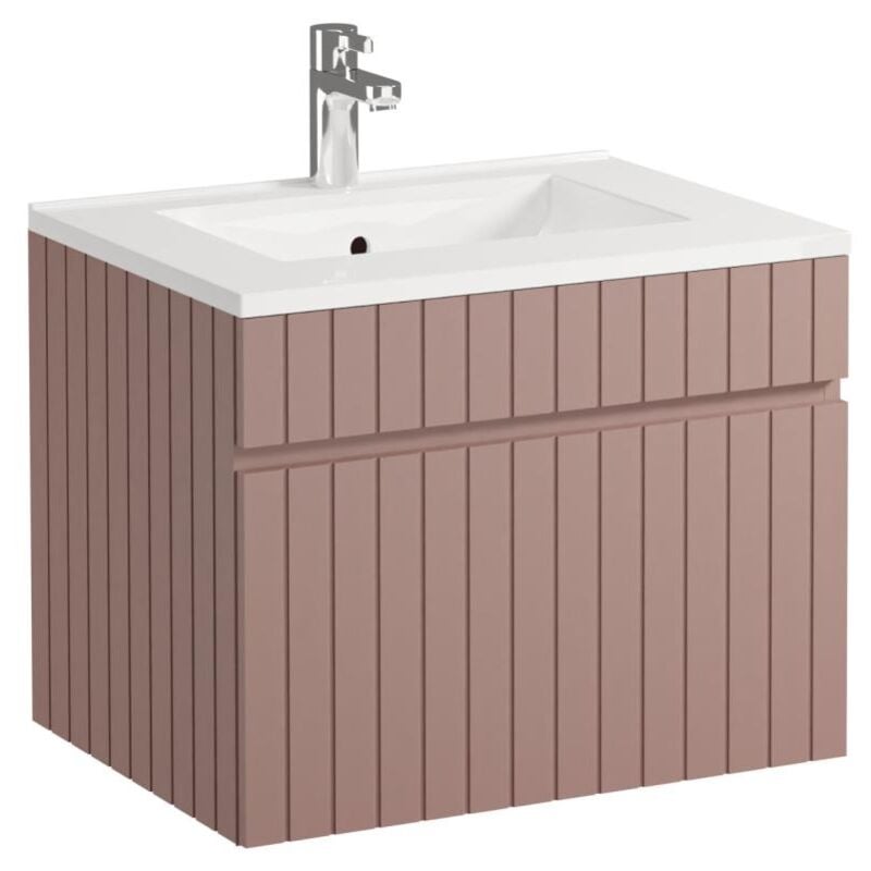 foto del prodotto mobile per bagno sospeso scanalato con lavabo da incasso 60 cm rosa satara