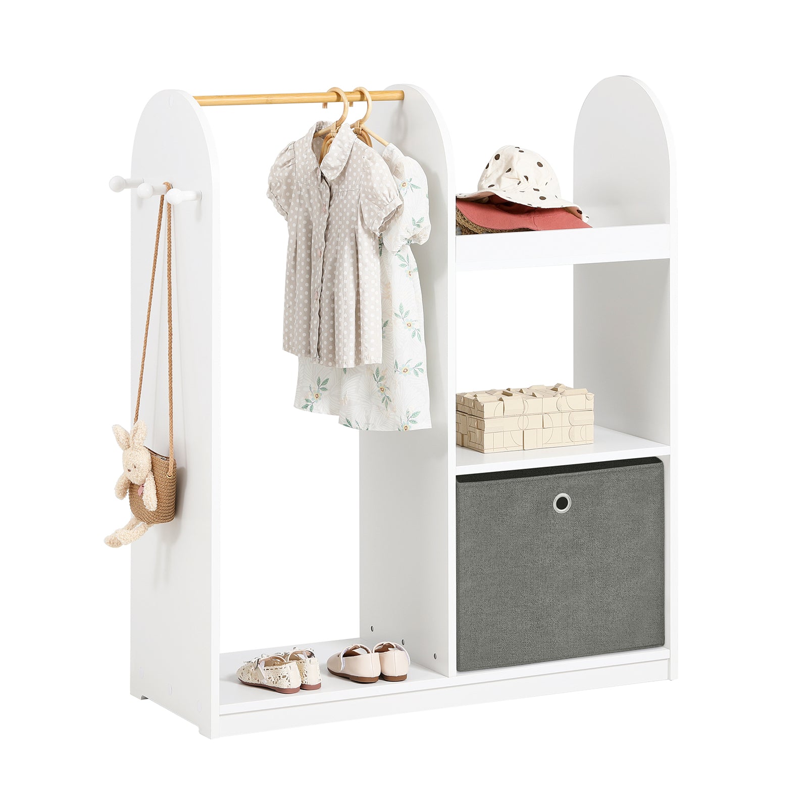 foto del prodotto mobile per bambini con appendiabiti, giardaroba per bambini con scatole, armadio per bambini con 3 ganci, kmb40 w sobuy
