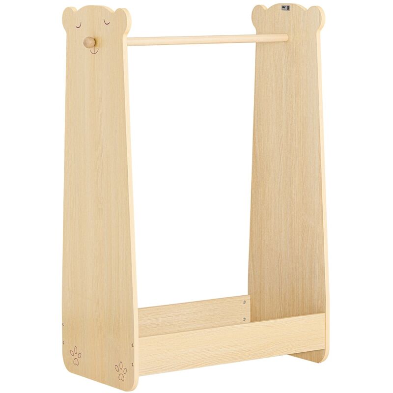 foto del prodotto mobile per bambini con appendiabiti, giardaroba per bambini con scatole, armadio per bambini marrone 71x40x110cm kmb102 n sobuy