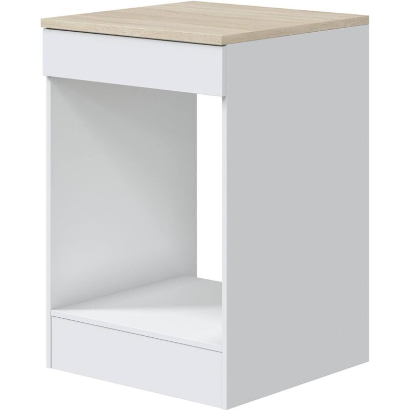 foto del prodotto mobile per forno lunea, base forno da incasso, mobile contenitore con vano forno, struttura base per elettrodomestico, 60x60 h90 cm, bianco e rovere