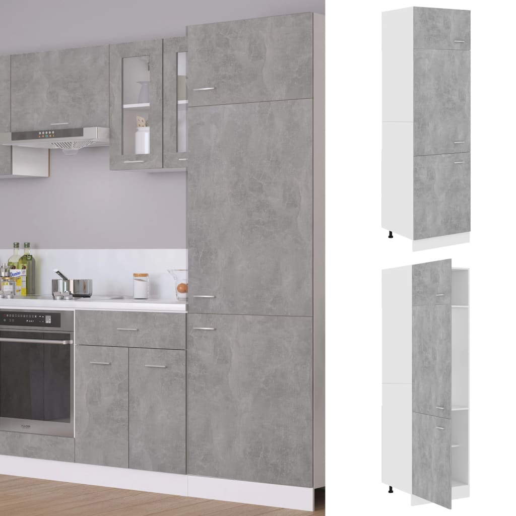 foto del prodotto mobile per frigo grigio cemento 60x57x207 cm legno multistrato